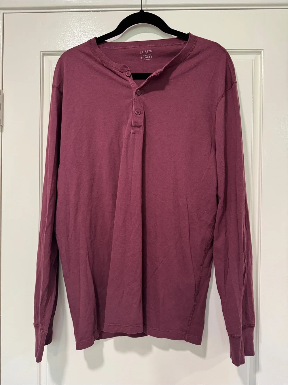 J. Crew Long-Sleeve Henley in Mauve Plum